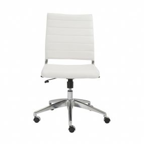 22.84" X 24.61" X 38.98" Armless Low Back Office Chair In White With Aluminum Base