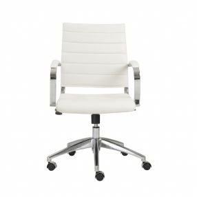 22.75" X 26.26" X 38" Low Back Office Chair In White With Aluminum Base