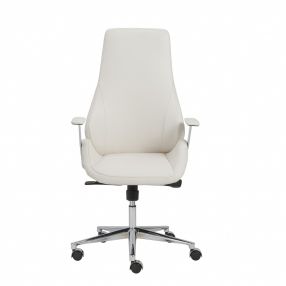 26.75" X 25.75" X 47.75" High Back Office Chair In White With Chromed Steel Base