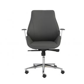Gray Faux Leather Scoop Office Chair With Mod Armrests
