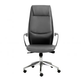 25.50" X 27" X 50" High Back Office Chair In Gray With Polished Aluminum Base
