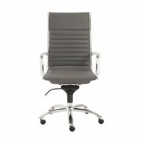 26.38" X 25.60" X 45.08" High Back Office Chair In Gray With Chromed Steel Base