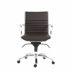 27.01" X 25.04" X 38" Low Back Office Chair In Brown With Chromed Steel Base