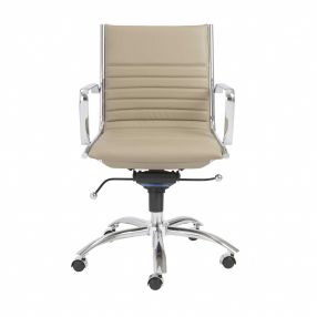 27.01" X 25.04" X 38" Low Back Office Chair In Taupe With Chromed Steel Base