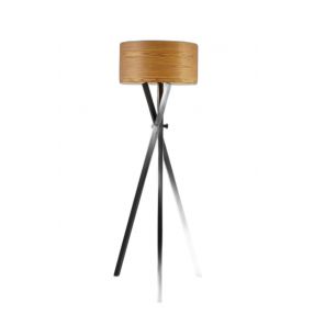 62" Black Tripod Floor Lamp With Brown Drum Shade