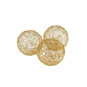 4" X 4" X 4" Gold Iron Wire Spheres Box Of 3