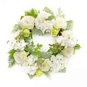 21" Green and White Artificial Mixed Assortment Wreath
