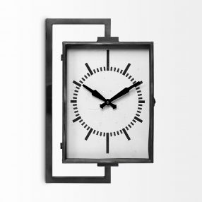Rectangular Large Black Industrial Style Wall Clock