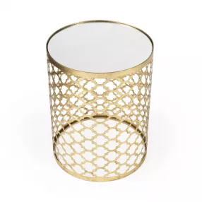 21" Gold Mirrored Round End Table