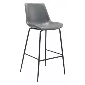 31" Gray And Black Steel Low Back Bar Height Bar Chair