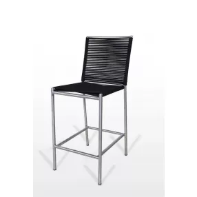 30" Black And Silver Stainless Steel Bar Height Bar Chair