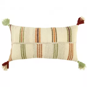 Accent striped boho chic lumbar pillow with patterned design for comfortable outdoor furniture