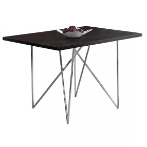Dark brown silver metal dining table with glass top and outdoor furniture design