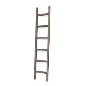 6 Step Rustic Espresso Wood Ladder Shelf
