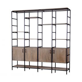 Medium Brown Wood And Metal Multi Shelves Shelving Unit