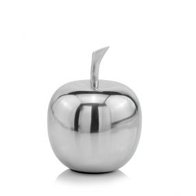 Silver Polished Mini Apple Shaped Aluminum Accent Home Decor
