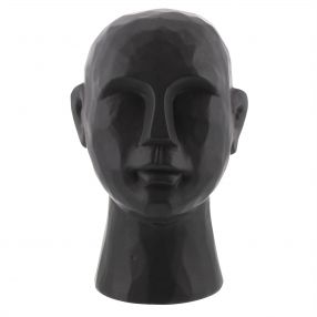 11" Matte Black Ceramic Bust Decorative Sculpture