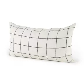 White And Black Grid Lumbar Accent Pillow Cover
