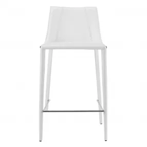 26" White Steel Low Back Counter Height Bar Chair