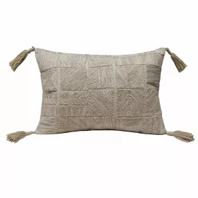 14" X 20" Tan And Beige 100% Cotton Abstract Zippered Pillow