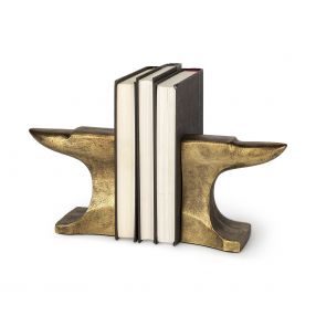 Distressed Brushed Gold Anvil Bookends