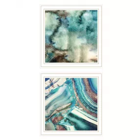 Set Of Two Earth Tones I And Sea II 2 White Framed Print Wall Art