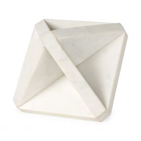 White Marble Geometric Square Sculpture