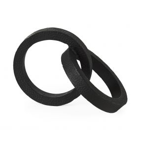 Two Ring Black Hammered Metal Sculpture