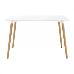 30" White And Natural Solid Wood Dining Table
