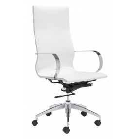 White Ergonomic Conference Room High Back Rolling Office Chair