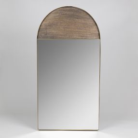 Wood and Gold Iron Arch Wall Mirror