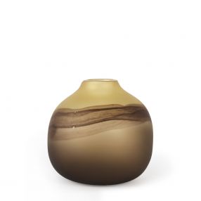 8" Brown and Beige Smoky Sand Dunes Glass Vase