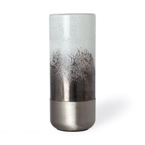 13" Brushed Silver Glass Vase