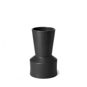 9" Matte Black Contempo Deco Ceramic Vase