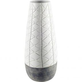 Textured White over Dark Clay Carved Ceramic Vase