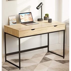43" Natural and Black Two Drawer Desk