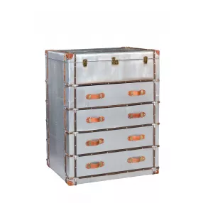 silver aluminum four drawer dresser in modern design