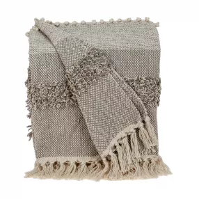 Beige Woven Wool Solid Color Reversable Throw
