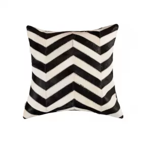 Black and white chevron cowhide throw pillow for home decor