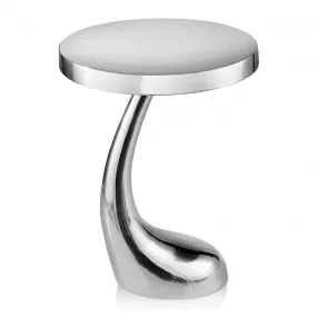 21" Silver Buffed Aluminum Curved Round End Table