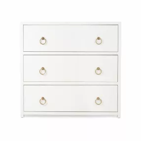34" White Manufactured Wood Three Drawer Dresser
