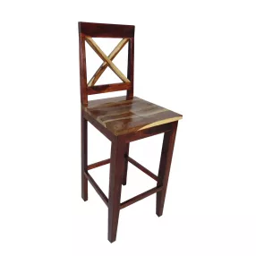 30" Brown Solid Wood Bar Height Bar Chair