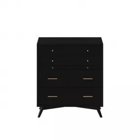38" Black Solid Wood Four Drawer Chest