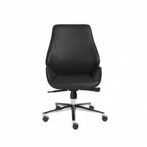 Black Faux Leather Scoop Office Chair with No Arms