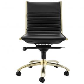 Executive Black and Gold Low Back No Arm Office Chair
