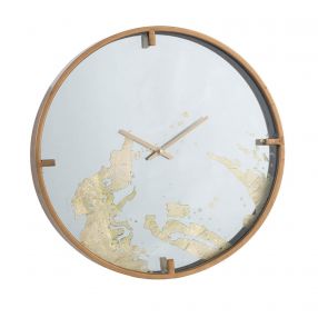 Modern Minimal 16" Gold and Mirror Round Wall Clock