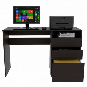 Echo Black Computer Desk with Three Drawers