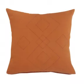 20" X 20" Orange And Dark Orange 100% Cotton Diamond Zippered Pillow