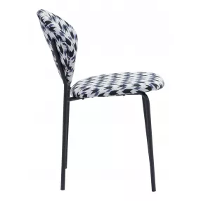 Set of Two Blue Black and White Arrow Design Dining or Side Chairs