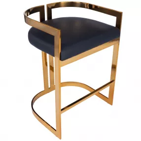 28" Black And Gold Iron Low back Counter Height Bar Chair